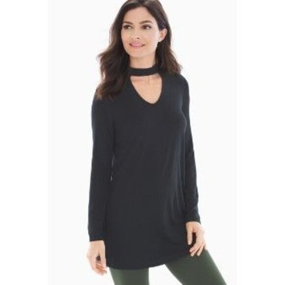 Ellen Tracy V-Neck Tunic with3/4 Sleeves Choker Accent L - Picture 5 of 14